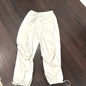 White parachute pants